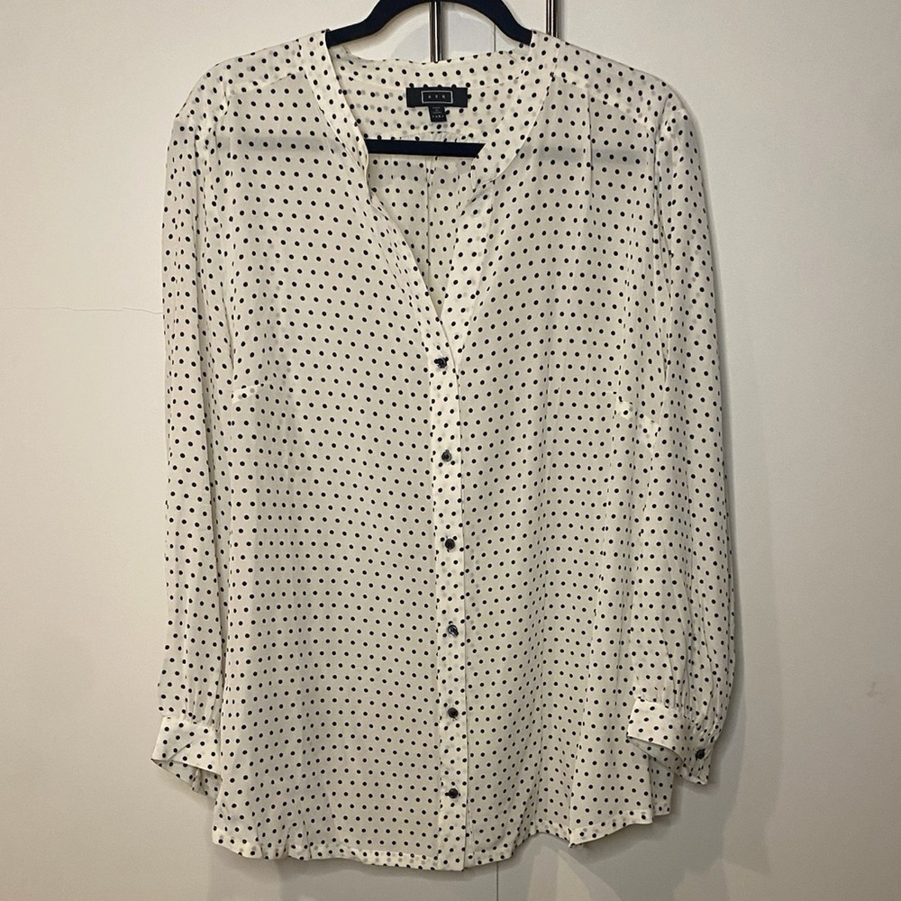 AYR Ivory and Black Button-Down silk Shirt
